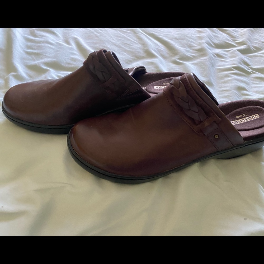 Clarks Brown Leather Clogs